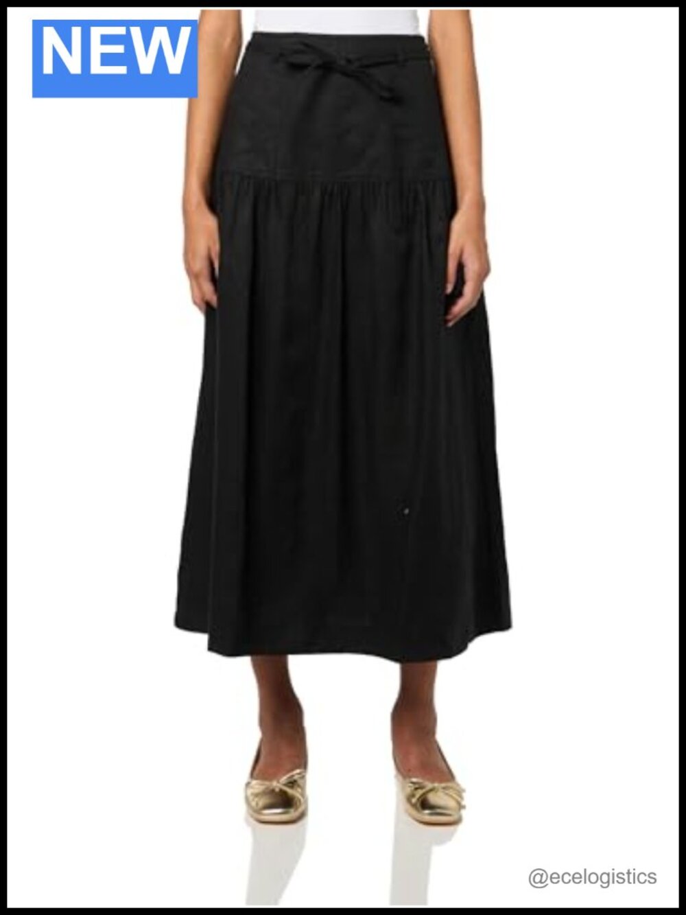 Linen Midi Skirt High Rise Zipper Fully Lined Casual